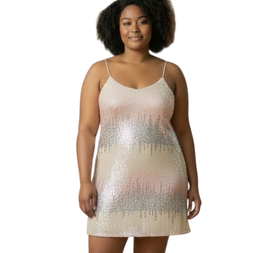 Sequined Multi Color Spaghetti Strap Dress